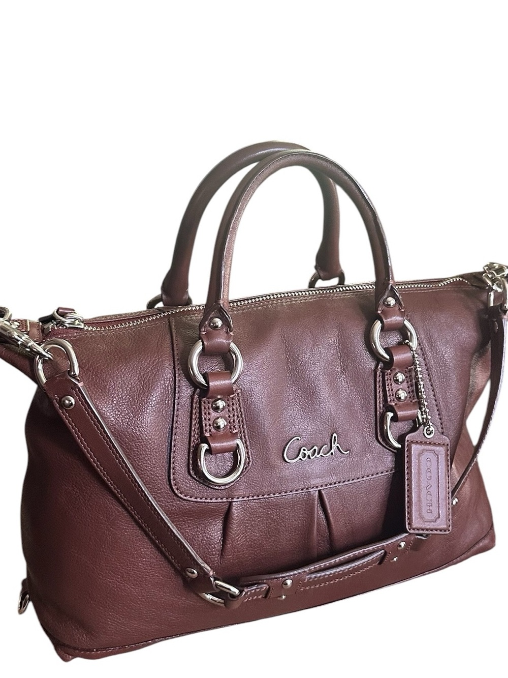 Coach Ashley F15446 Leather Satchel Crossbody Shoulder Bag Brown EUC